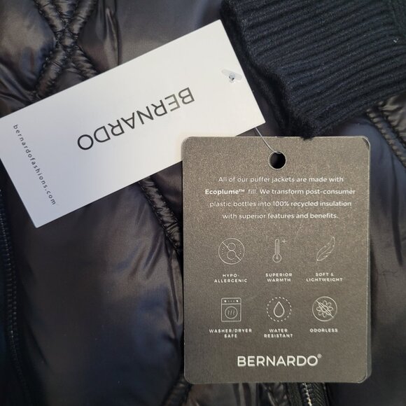 Stylish Black Quilted Women's Puffer Coat. Mixed Media Design. XS-S. - Picture 10 of 14